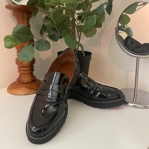 Franco Sarto Black Patent Loafers